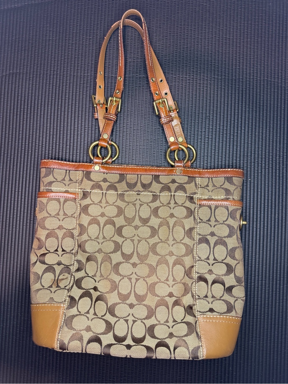 COACH 11238 BROWN CANVAS HAND TOTE BAG